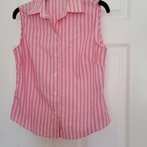 Fitted button down sleeveless blouse